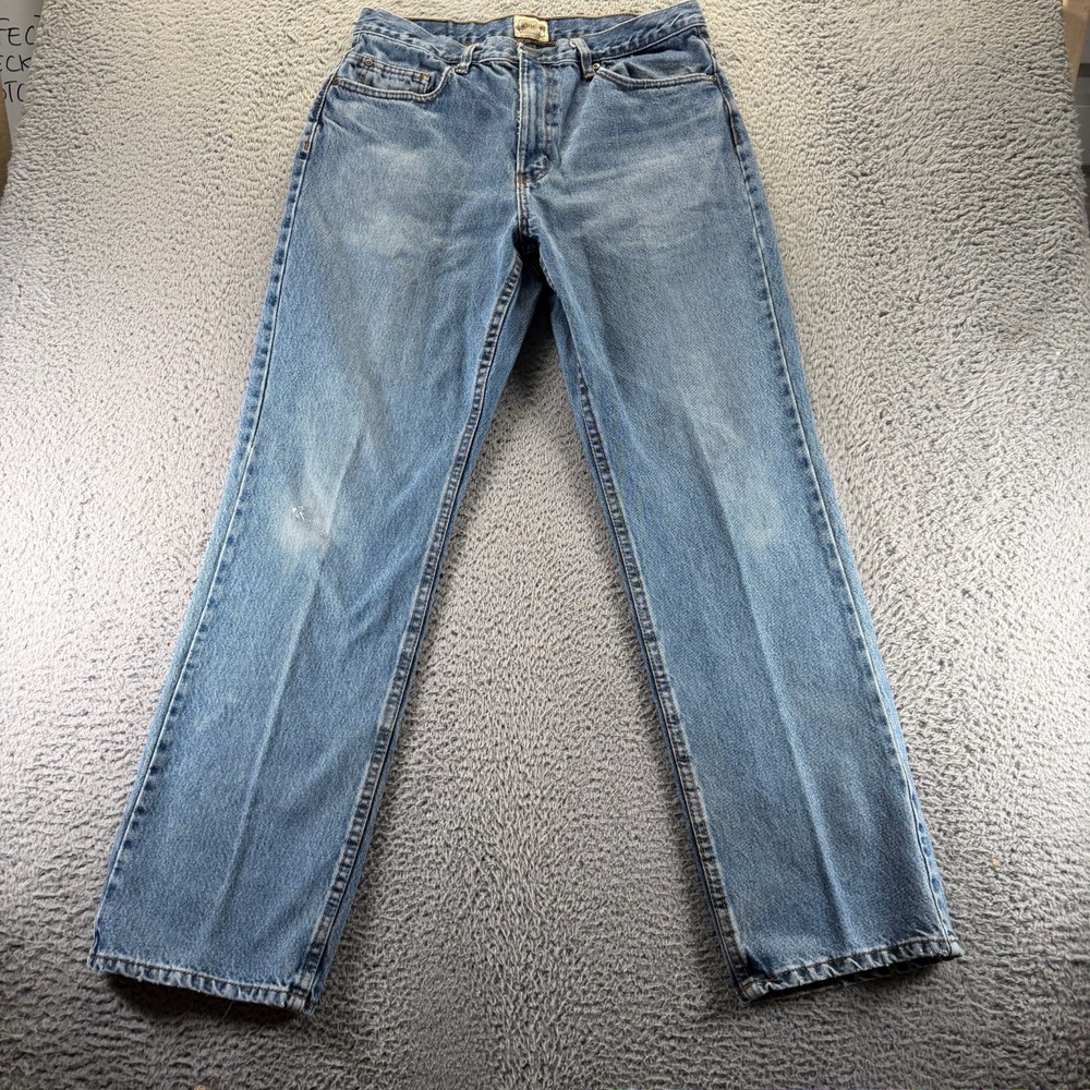 Schmidt‎ Jeans Mens 34x34 Blue Cotton Denim Straight Light Wash Faded Workwear